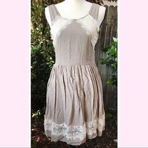 Free People Size 6 Dress Lace Brown Ivory